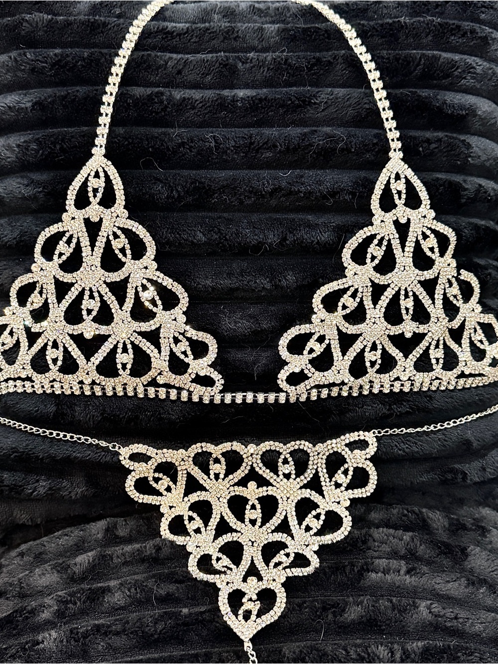 Rhinestone Silver-Tone Heart-Shape Design Body Chain